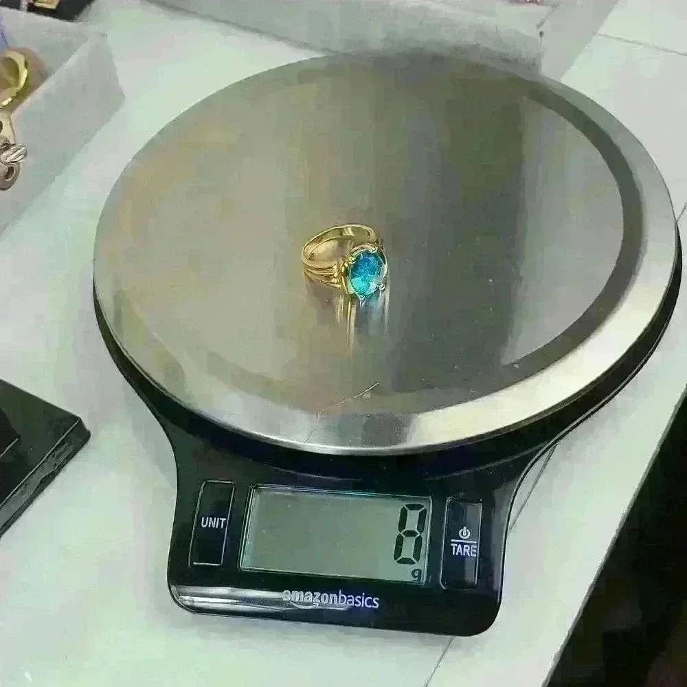 Blue Topaz Sterling Silver 925 ring gold plated outside size 9 unseix ring - Picture 15 of 17